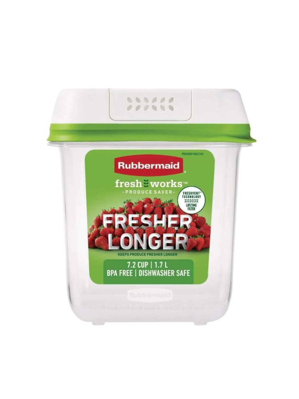Rubbermaid FreshWorks Saver, Medium Produce Storage Container, 7.2-Cup, Clear